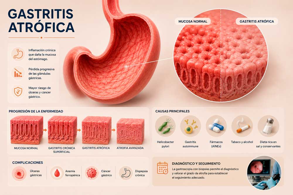 aparato digestivo y gastritis atrófica. Causas, diagnóstico y evolución de la enfermedad